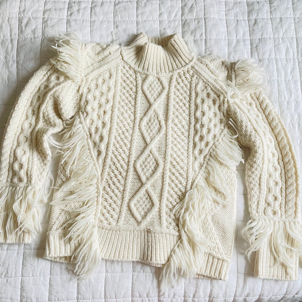 NWT Coach runway chunky knit wool fringe sweater